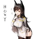  +++ 1girl :d aiguillette animal_ears arm_behind_back atago_(azur_lane) azur_lane bangs black_hair black_legwear broche_(timpet) buttons cowboy_shot dog_ears extra_ears eyebrows_visible_through_hair furrowed_eyebrows garter_straps gloves hand_up highres laughing long_hair long_sleeves military military_uniform mole mole_under_eye open_mouth orange_eyes side_slit simple_background smile solo swept_bangs teeth thigh-highs turtleneck uniform white_background white_gloves zettai_ryouiki 