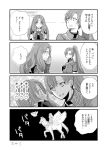  2girls 4koma bangs bird closed_eyes comic commentary_request face-to-face feh_(fire_emblem_heroes) fingerless_gloves fire_emblem fire_emblem:_rekka_no_ken fire_emblem_heroes florina flying gloves greyscale hair_ornament hand_on_another&#039;s_cheek hand_on_another&#039;s_face hands_together long_hair looking_at_another lyndis_(fire_emblem) monochrome multiple_girls nintendo open_mouth ouzisamafe owl pegasus pegasus_knight ponytail riding sweat translation_request yuri 