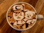  1boy blush_stickers coffee creatures_(company) cup detective_pikachu_(movie) drink game_freak gen_1_pokemon george_(yamamoto_kazuki) grimace hat highres latte_art looking_at_viewer meme nintendo parody photo pikachu pokemon pokemon_(anime) pokemon_(creature) portrait satoshi_(pokemon) unconventional_media 