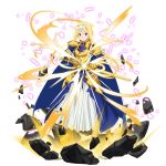  1girl alice_schuberg armor armored_dress blonde_hair blue_dress blue_eyes breastplate dress fate/stay_night fate_(series) faulds floating_hair full_body gauntlets hairband highres holding holding_sheath holding_sword holding_weapon long_hair long_skirt looking_at_viewer official_art osmanthus_blade pleated_skirt sheath shoulder_armor skirt skirt_under_dress solo spaulders sword transparent_background unsheathing very_long_hair weapon white_hairband white_skirt 