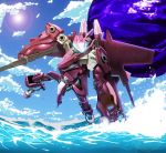  blue_sky flying gun highres holding holding_gun holding_weapon mark_sieben mecha moyashi_(karamisouma) ocean robot sky soukyuu_no_fafner water weapon 