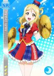  blonde_hair blush character_name cymbals dress love_live!_school_idol_festival love_live!_sunshine!! ohara_mari short_hair smile yellow_eyes 