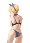  1girl ass back black_panties blonde_hair blue_hairband character_request closed_mouth commentary_request copyright_request grayfox hairband highres looking_at_viewer looking_back panties profile short_hair simple_background solo standing underwear white_background 