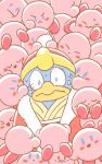  6+others animal animated animated_gif atsumete!_kirby bird coat hal_laboratory_inc. hoshi_no_kirby king_dedede kirby kirby_(series) kirby_mass_attack lowres nervious nintendo no_humans nokcha-matcha penguin pink_puff_ball poking red_coat sleeping smile surrounded sweat 