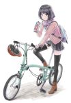  bicycle brompton ground_vehicle original thigh-highs yurikuta_tsukumi 