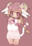  animal_ears blade_(artist) blade_(lovewn) blush brown_eyes brown_hair collar cropped_legs detached_sleeves horns lowres sheep_ears sheep_girl simple_background solo tail 