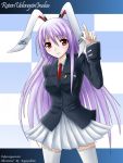  blazer bunny_ears character_name kaguyahime long_hair necktie purple_hair red_eyes reisen_udongein_inaba skirt solo thighhighs touhou 
