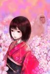  cherry_blossoms japanese_clothes kimono monkey red_hair redhead short_hair 