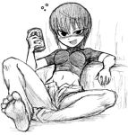  beer drinking kaibutsu_oujo matsuya monochrome riza_wildman sketch tomboy unbuttoned 