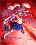  axe bunny_ears getter_robo laser long_hair necktie open_mouth parody purple_hair red_eyes reisen_udongein_inaba skirt socks spikes touhou weapon 