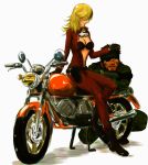  blonde_hair breasts eva eyepatch faux_traditional_media goggles isomine long_hair metal_gear metal_gear_solid metal_gear_solid_3 motor_vehicle motorcycle naked_snake vehicle 