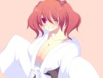  breasts harano japanese_clothes kimono onozuka_komachi red_eyes red_hair redhead short_hair smile touhou wink 