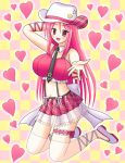  hat long_hair lucia pangya pink_eyes pink_hair ribbon ribbons skirt socks thighhighs 