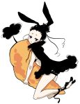  bad_id ballerina_shoes ballet_slippers black_hair bunny_ears cape carrot purple_eyes rabbit_ears shoe_ribbon violet_eyes yoshi_92 