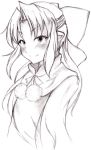  bow melty_blood monochrome pointy_ears sketch smile tsukihime type-moon white_len 