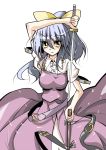  bad_id katana long_hair purple_hair ribbon ribbons sword touhou watatsuki_no_yorihime weapon 