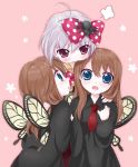  bow chibi spider tears white_hair wings 
