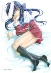  blue_hair bunny_ears green_eyes kanon kawasumi_mai kneehighs mikazuki_akira mikazuki_akira! rabbit_ears school_uniform socks 
