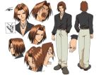  belt brown_eyes brown_hair character_sheet hamrio_musica jewelry lowres male model_sheet necklace rave rave_master ring turnaround 