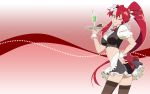  maid midriff ponytail redhead tengen_toppa_gurren_lagann thigh-highs thighhighs waitress wallpaper wink yoko_littner yoko_ritona 