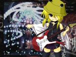  bad_id blonde_hair danmaku game_screenshot guitar hat instrument moriya_suwako thighhighs touhou 