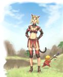  final_fantasy final_fantasy_xi mandragora mandragora_(final_fantasy) midriff mithra quot tail tarutaru 