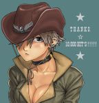 cleavage collar cowboy_hat cowgirl hair_over_one_eye hat hits itou_eito short_hair western 