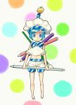 birthday blue_eyes blue_hair candle colored_pencil freckles hat oversized_object pen pencil pixiv pixiv-tan short_hair shorts takeshiko wooden_pencil 