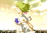  closed_eyes green_hair macross macross_frontier ranka_lee school_uniform short_hair singing yoshi_92 