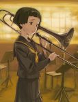  bob_cut error instrument instruments makacoon matsunaga_ayane persona persona_4 school_uniform serafuku short_hair sunset trombone 