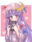  blush book bow crescent frown hair_bow hat long_hair paopao patchouli_knowledge purple_hair ribbon ribbons touhou tsutsumi 