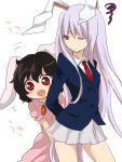  :d black_hair bunny_ears inaba_tewi long_hair matyinging open_mouth purple_hair red_eyes reisen_udongein_inaba short_hair smile touhou very_long_hair wink 