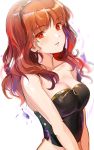  1girl bare_shoulders blush breastplate breasts celica_(fire_emblem) corset dark_persona dress fire_emblem fire_emblem_echoes:_mou_hitori_no_eiyuuou fire_emblem_gaiden fire_emblem_heroes hairband highres intelligent_systems long_hair looking_at_viewer medium_breasts nintendo ormille red_eyes redhead short_hair simple_background smile solo tiara underwear white_background 