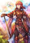  armor axe blue_eyes blue_hair dress elbow_gloves est fire_emblem fire_emblem:_mystery_of_the_emblem full_body gloves green_eyes green_hair headband highres horse intelligent_systems katua long_hair minerva_(fire_emblem) multiple_girls nintendo open_mouth paola pegasus pegasus_knight red_armor red_eyes redhead short_hair siblings sisters smile thigh-highs torisan_377 weapon 