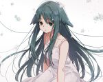  1girl dress green_eyes green_hair hair_flaps highres long_hair matsuda_hikari saya saya_no_uta solo sundress very_long_hair white_dress 