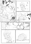  ... 2boys age_difference aki_ral balding binoculars blush bowl_cut chibi closed_eyes comic emphasis_lines faceless faceless_male fat fat_man first_aid_kit glasses greyscale highres kindergarten_uniform kneeling monochrome multiple_boys original running shoe_removed shoes silent_comic single_shoe spoken_ellipsis sweat tripping 