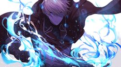  1boy black_gloves blonde_hair blue_eyes cape dylan_the_island_king fighting_stance gloves kai28 leaning_forward male_focus pixiv_fantasia_last_saga red_cape solo standing sword weapon white_background 