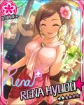  blush brown_hair character_name closed_eyes dress hyodo_rena idolmaster idolmaster_cinderella_girls short_hair smile stars 