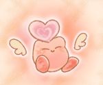  blush closed_eyes copy_ability detached_wings heart holding holding_heart kirby kirby_(series) mikan_38knight nintendo outline pink_theme smile solo white_outline wings 