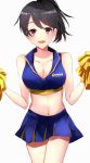  1girl black_hair blush breasts cheerleader cleavage collarbone highres ka1se1 open_mouth short_hair solo violet_eyes white_background yahari_ore_no_seishun_lovecome_wa_machigatteiru. yukinoshita_haruno 