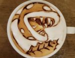 coffee cup drink george_(yamamoto_kazuki) highres latte_art leaf super_mario_bros. nintendo no_humans photo piranha_plant sharp_teeth super_mario_bros. teeth unconventional_media 