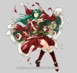  1girl breasts cecilia_(fire_emblem) christmas closed_mouth dated fire_emblem fire_emblem:_fuuin_no_tsurugi fire_emblem_heroes green_eyes green_hair kita_senri long_hair looking_at_viewer nintendo official_art one_eye_closed simple_background solo 