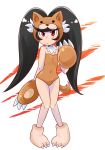  aipiepo animal_costume animal_feet animal_hood ashley_(warioware) black_hair hood kirby_(series) nintendo paws red_eyes short_twintails tail thighs twintails warioware white_fur 