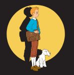  absurdres bag blonde_hair dog highres messenger_bag milou_(tintin) oskar_vega pullover shoulder_bag socks tintin tintin_(character) 