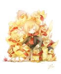  6+boys 6+girls ace_(fft-0) akademeia_uniform blonde_hair brown_hair cape cater_(fft-0) chocobo cinque_(fft-0) deuce_(fft-0) eight_(fft-0) final_fantasy final_fantasy_type-0 jack_(fft-0) jacket king_(fft-0) kunagiri_machina kurasame_susaya long_hair multiple_boys multiple_girls nine_(fft-0) queen_(fft-0) scarf school_uniform seven_(fft-0) sice_(fft-0) silver_hair simple_background sleeping tokimiya_rem trey_(fft-0) uniform white_background 