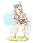  1girl alternate_costume animal_ears belt blue_hair bow character_name closed_mouth est_tm fake_animal_ears fire_emblem fire_emblem_heroes full_body fur_trim gloves gradient_hair hair_bow multicolored_hair nintendo rabbit_ears red_bow short_hair smile solo tiara violet_eyes white_gloves white_hair ylgr_(fire_emblem_heroes) 