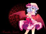  bat_wings blue_hair hat red_eyes remilia_scarlet ribbon ribbons shinia short_hair touhou wallpaper wings 