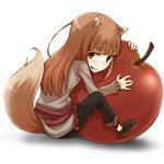  apple apples brown_hair craft_lawrence firefox food fox_ears fox_tail fruit holo icon icons long_hair red_eyes spice_and_wolf tail transparent_background wolf_ears 