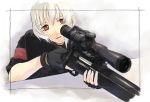  ganzyu_i gloves gun red_eyes rifle short_hair silver_hair sniper_rifle weapon white_hair 