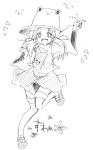  miya_(artist) miya_(tsumazukanai) monochrome moriya_suwako sketch thighhighs touhou 